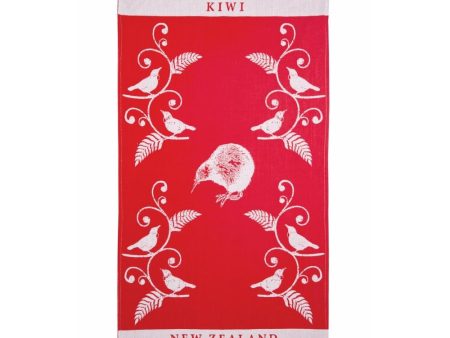 Tea Towel - Kiwi & Tui Red Jacquard Supply