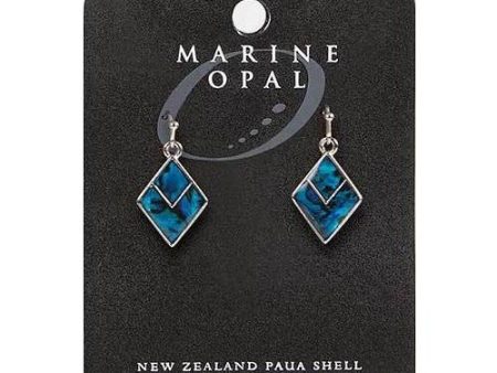 Marine Opal Diamond with V Blue Paua Earrings Online Hot Sale