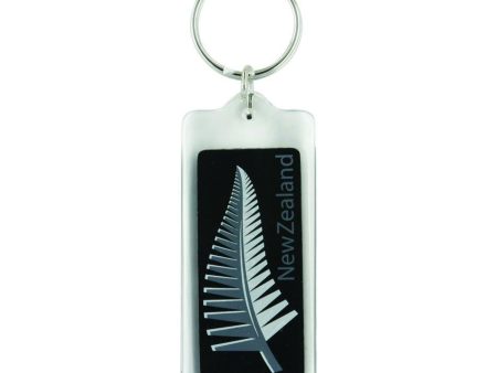 Key Ring Acrylic Silver Fern Black For Sale