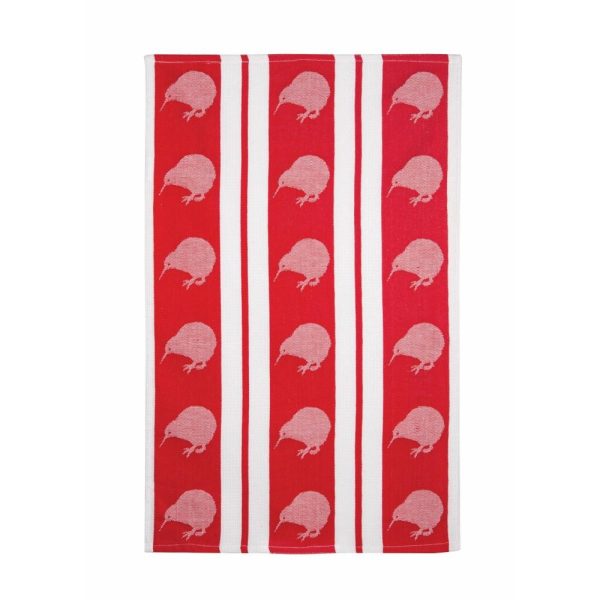 Tea Towel - Kiwi Stripe Red Jacquard For Sale