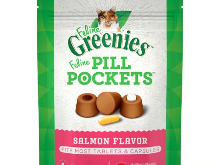 FELINE GREENIES PILL POCKETS Natural Cat Treats, Salmon Flavor Online Hot Sale